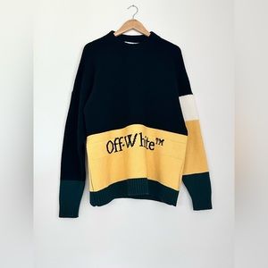 BRAND NEW OFF-WHITE INTARSIA KNIT SWEATER WITH LOGO